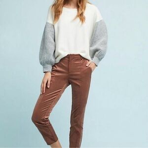 Anthropologie Essential Velvet Slim Trouser in Copper